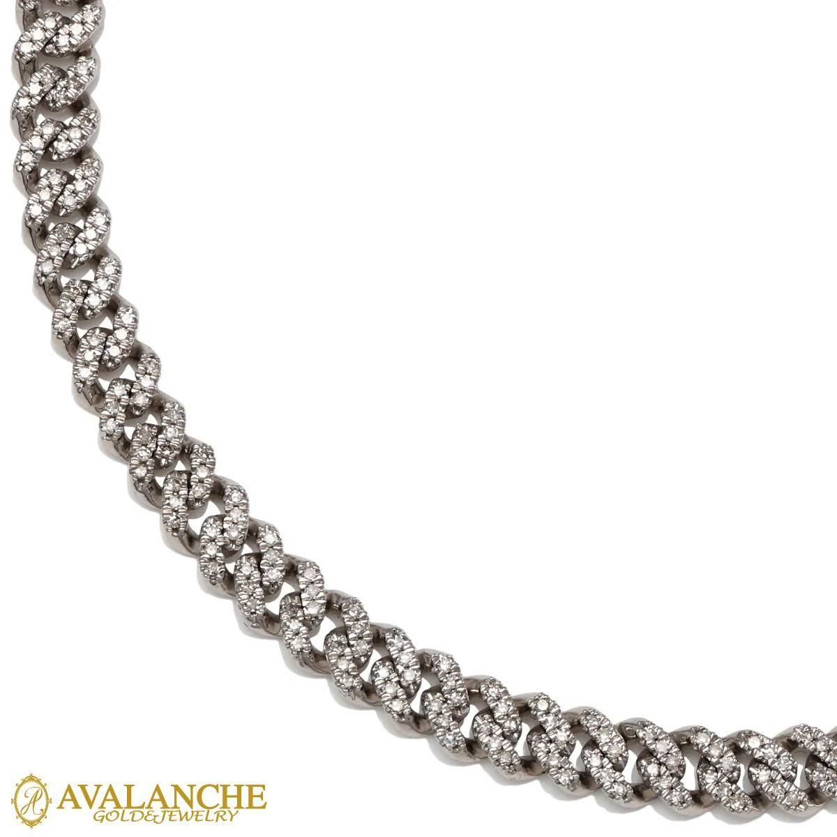 ダイヤモンド 10K ホワイトゴールド マイアミネックレス 幅5.8mm 50cm