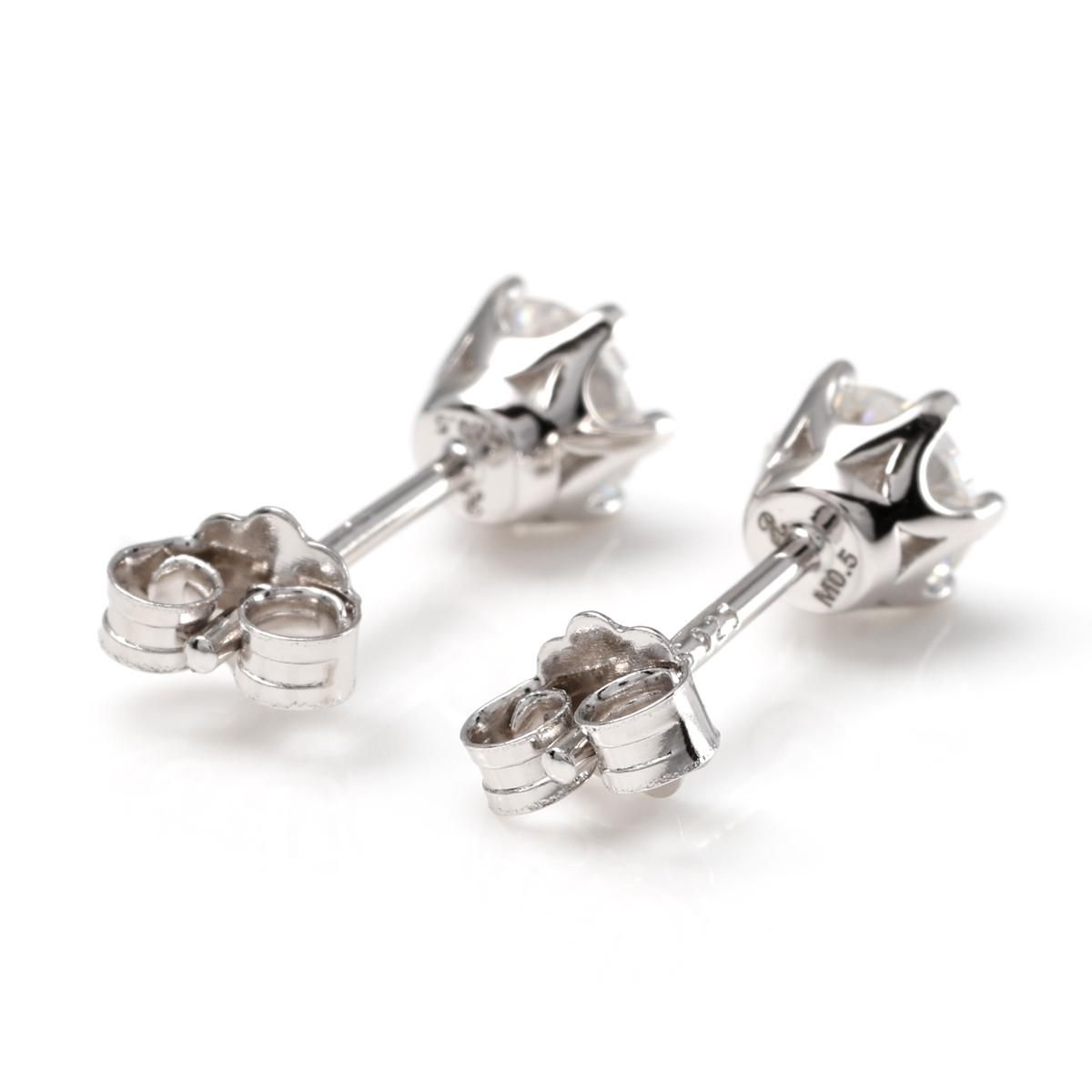 モアサナイト シルバー ソリティアピアス 5mm 6PRONG-0.5CT