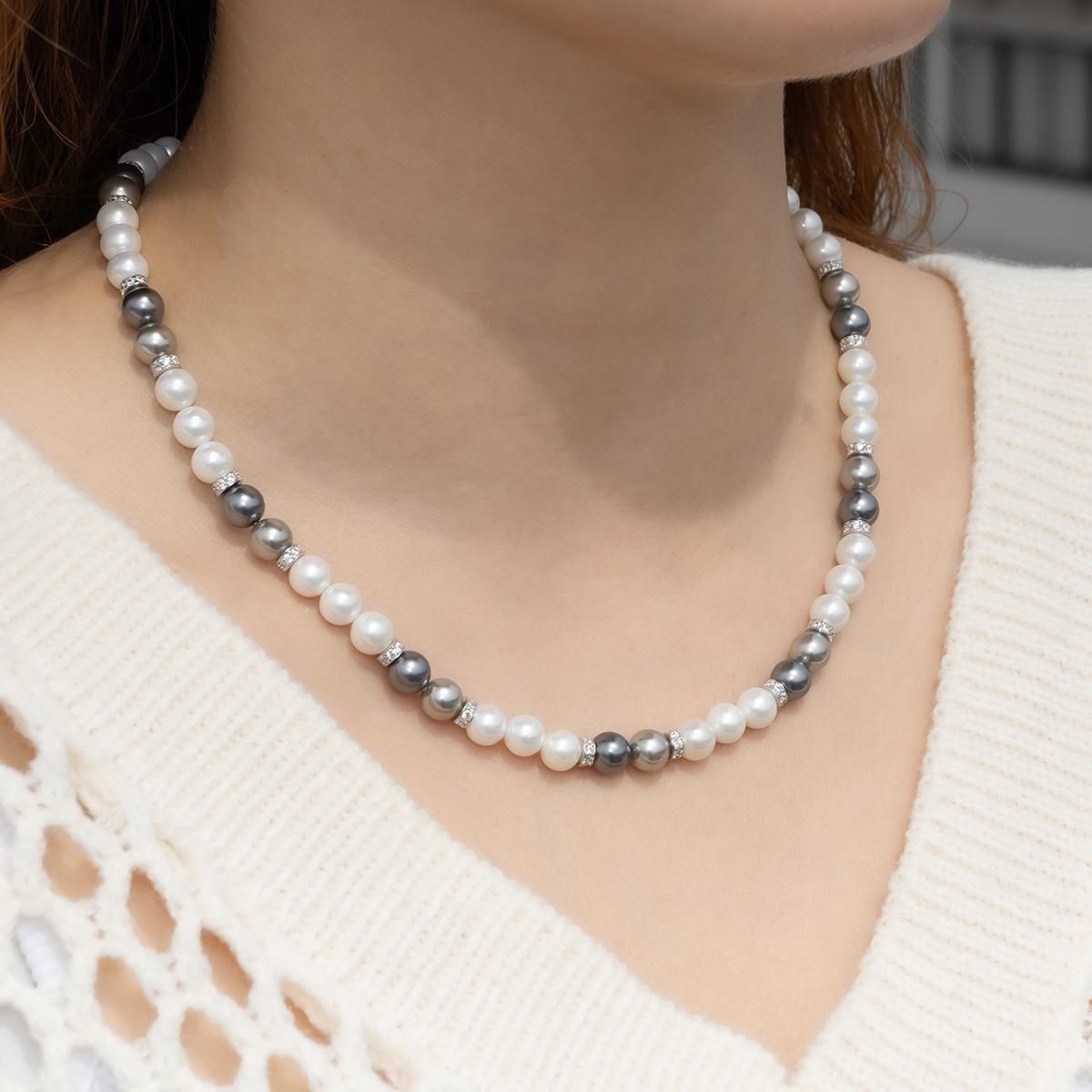 シルバー パールネックレス 幅7mm 45cm-60cm ASPN-002 - AVALANCHE