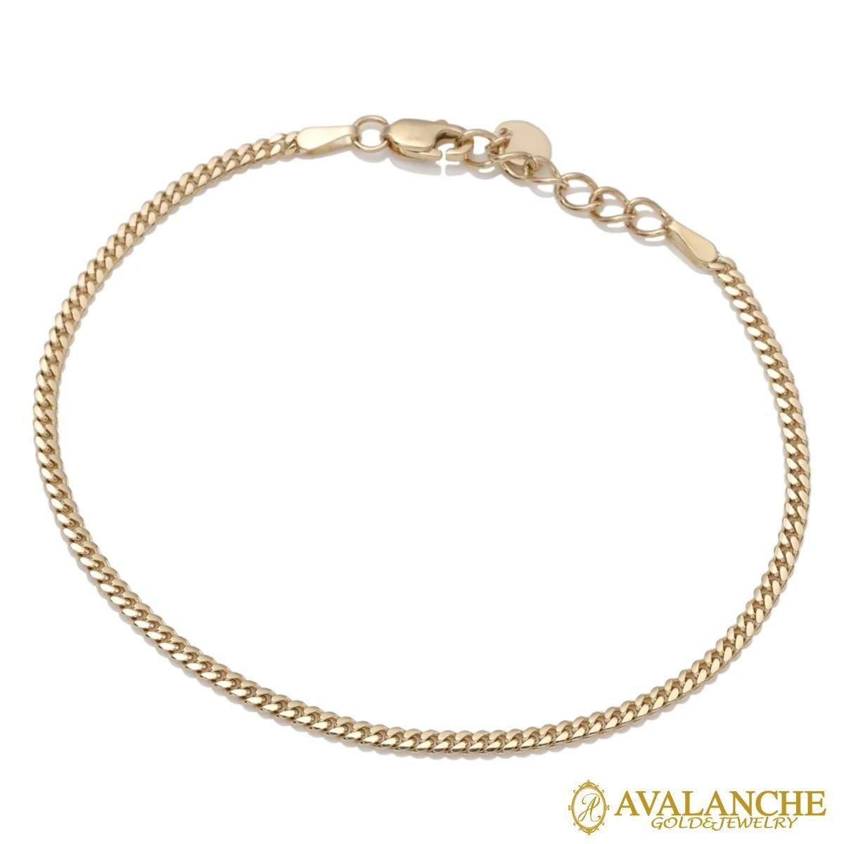 10K イエローゴールド マイアミブレスレット 幅2mm 17cm-20cm KKP7455