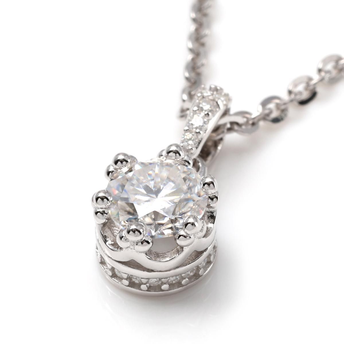 モアサナイト シルバー ネックレス&ペンダント 41cm-46cm CROWN-0.5CT