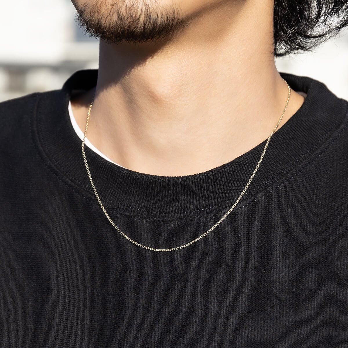 10K イエローゴールド カットアズキネックレス 幅1.5mm 40cm-55cm