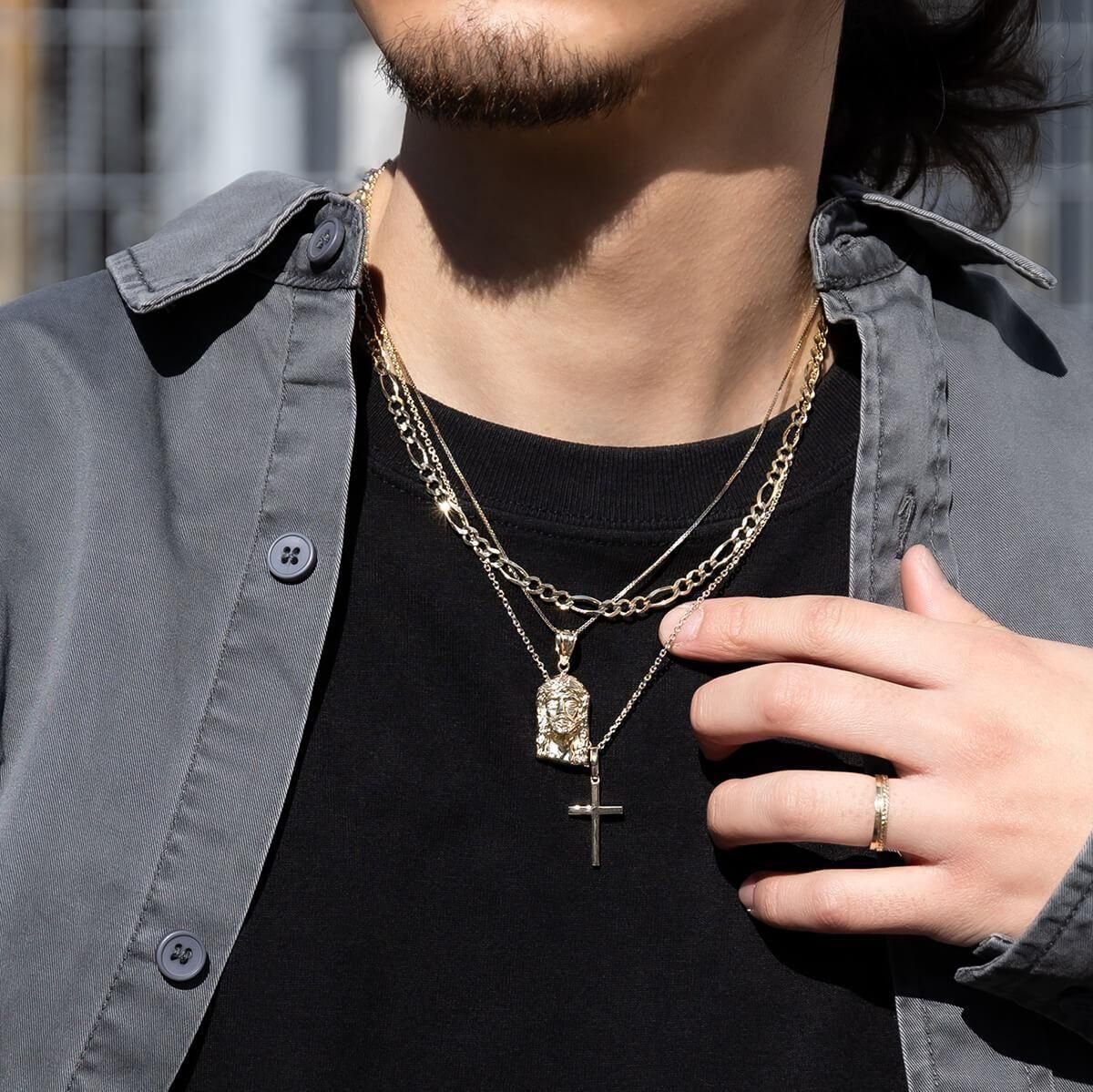 10K イエローゴールド カットアズキネックレス 幅1.5mm 40cm-55cm