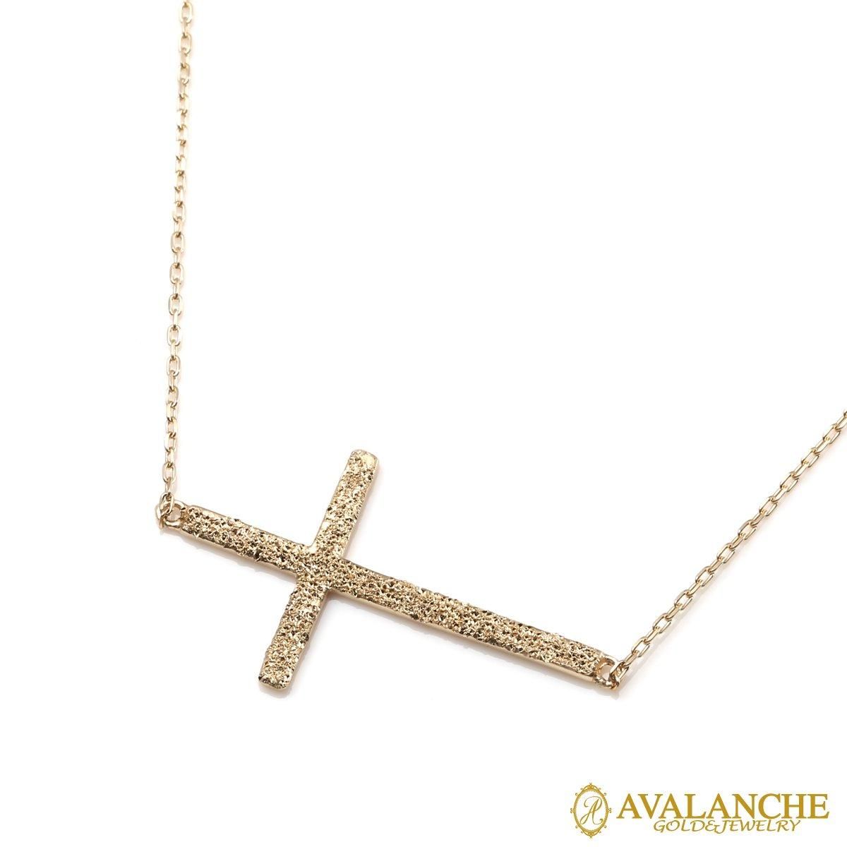 10K ゴールド サイドウェイズクロス ネックレス&ペンダント 41cm 3