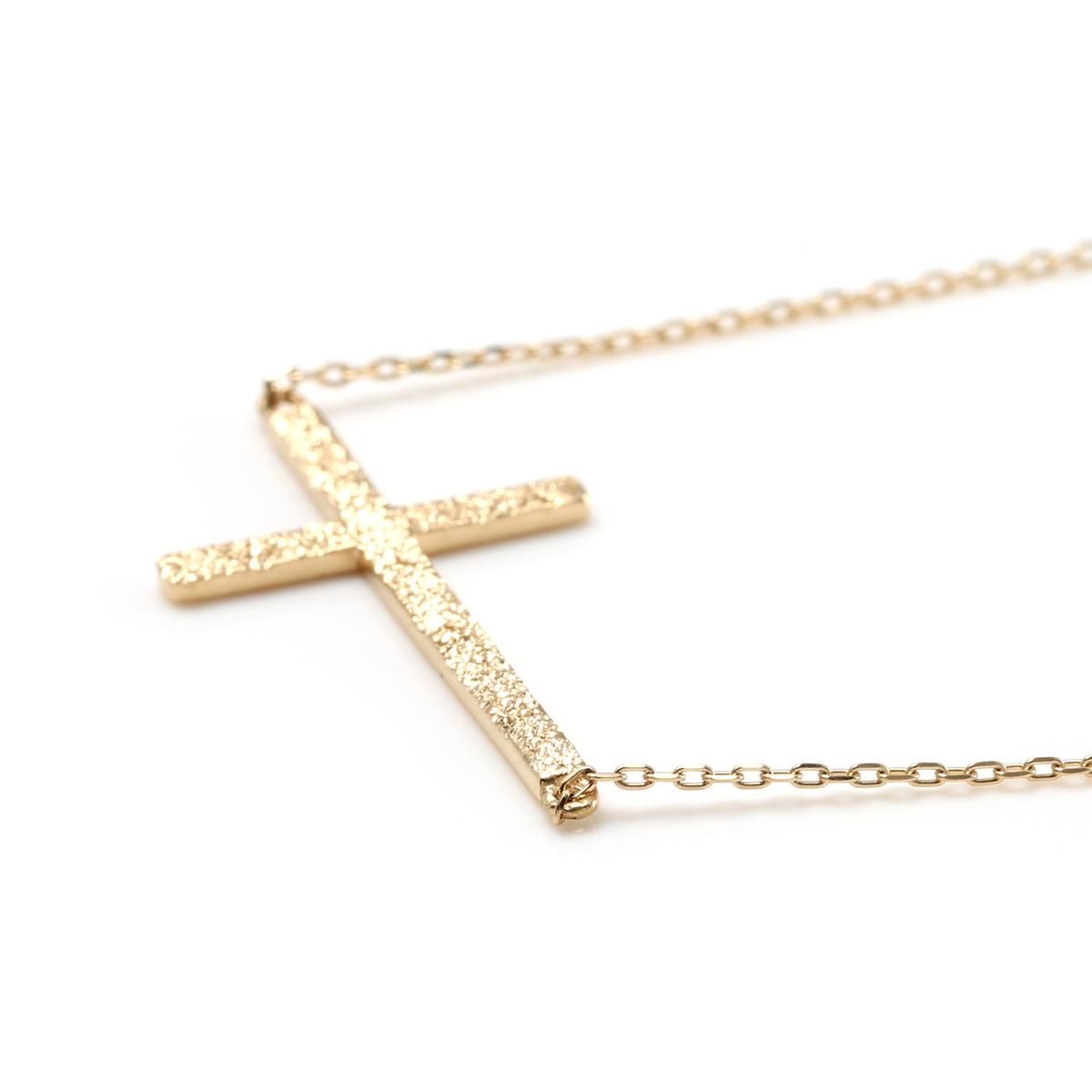 10K ゴールド サイドウェイズクロス ネックレス&ペンダント 41cm 3