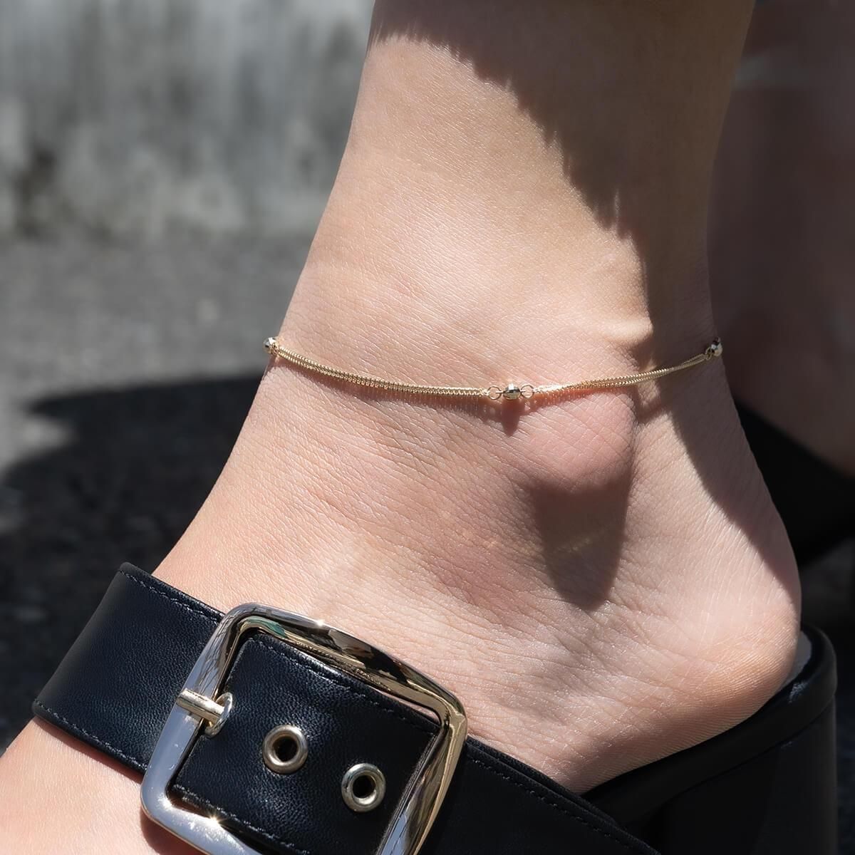 10K イエローゴールド アンクレット 21cm-25cm DD-009030J - AVALANCHE