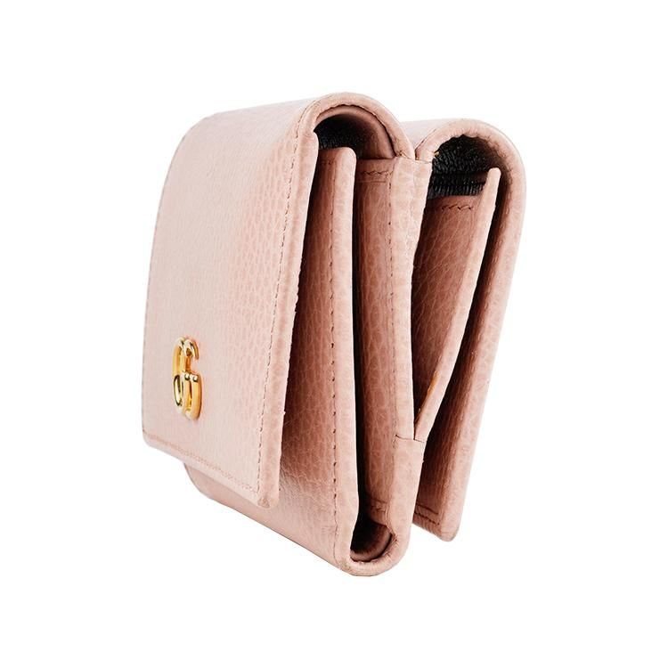 GGマーモント レザー三つ折りミニ財布 ピンク ユーズド|グッチ GUCCI
