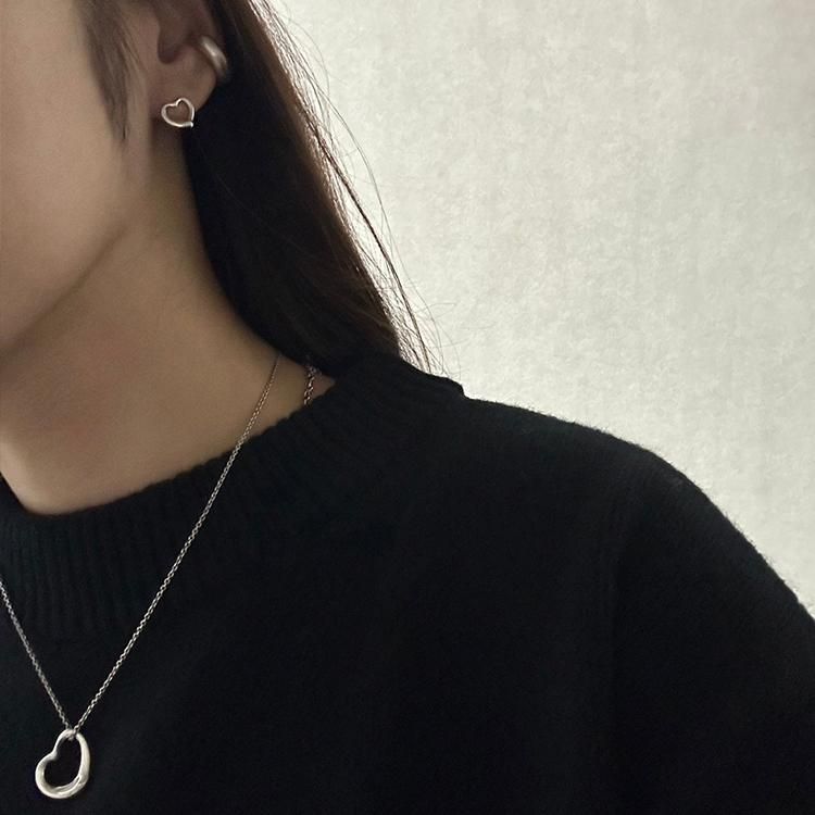 オープンハートネックレス＆ピアスセット シルバー ヴィンテージ