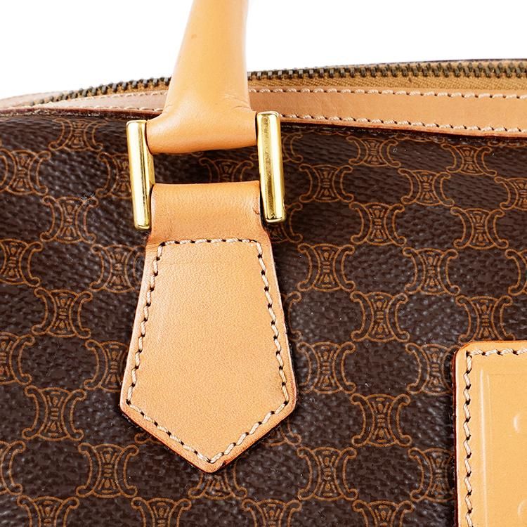 マカダム柄ミニボストンバッグM15/2 ブラウン×ベージュ ヴィンテージ