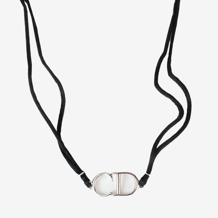 Dior ディオール CDロゴチョーカーネックレス シルバー×ブラック