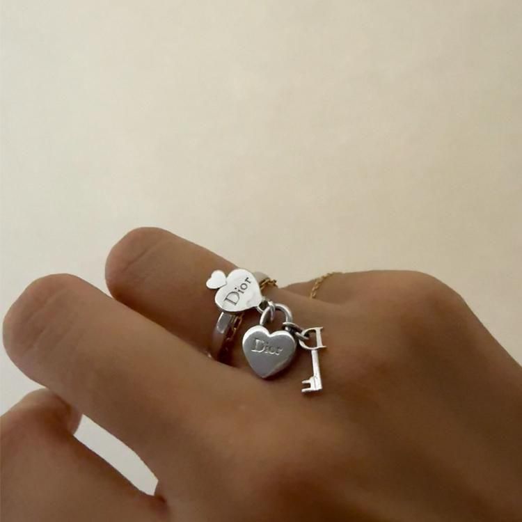 Dior ディオール ハートキーチャームリング シルバー ヴィンテージ
