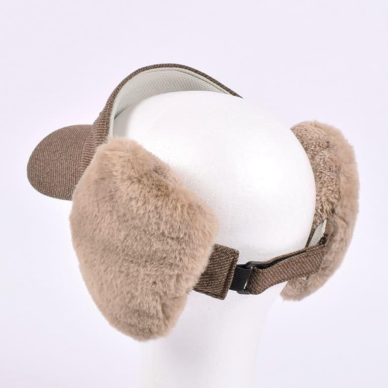 ボアイヤーマフサンバイザー(ツイーディー) キャメルブラウン