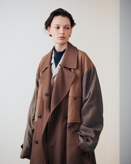 YOKE | RIVERSIBLE DOUBLE-BREASTED COAT(DUSTY TAUPE) | リバーシブル