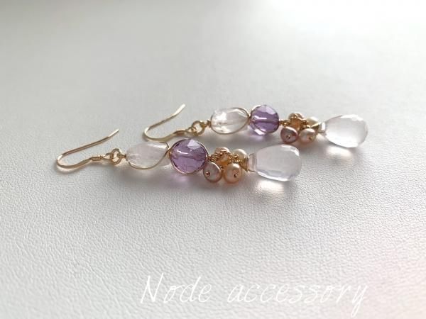 ◇再販◇ K14GF クンツァイト&アメジスト&ローズクォーツ ドレッシー