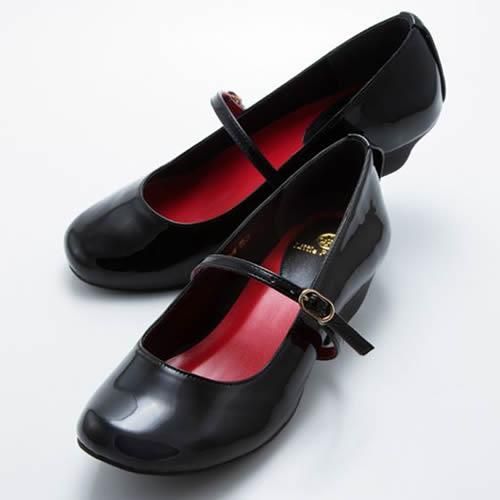 本番用 ローヒール ヒール高2cm（ブラック・エナメル）子供用（21.0