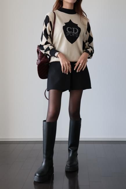 vintage】Christian Dior / CD logo embroidery knit top - Madder vintage