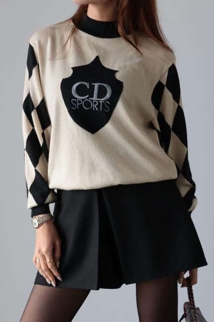 vintage】Christian Dior / CD logo embroidery knit top - Madder vintage