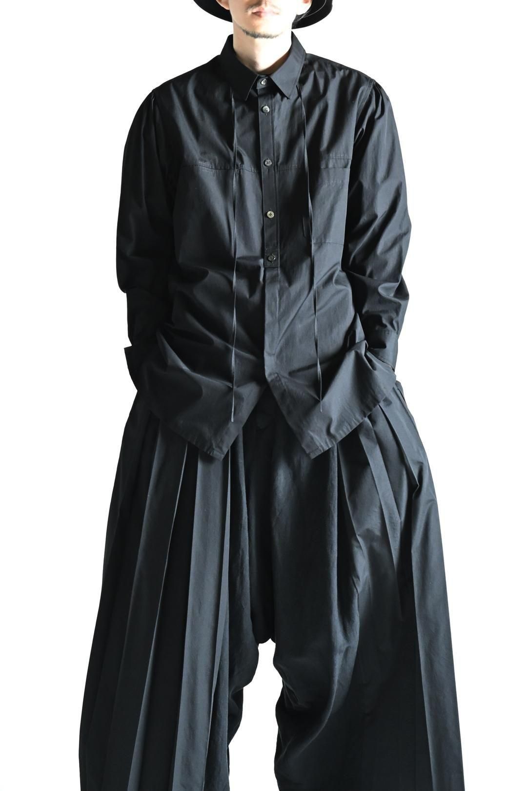 Y's for men COTTON BROADCLOTH PANEL SHIRT WITH COLLAR CORD DETAIL