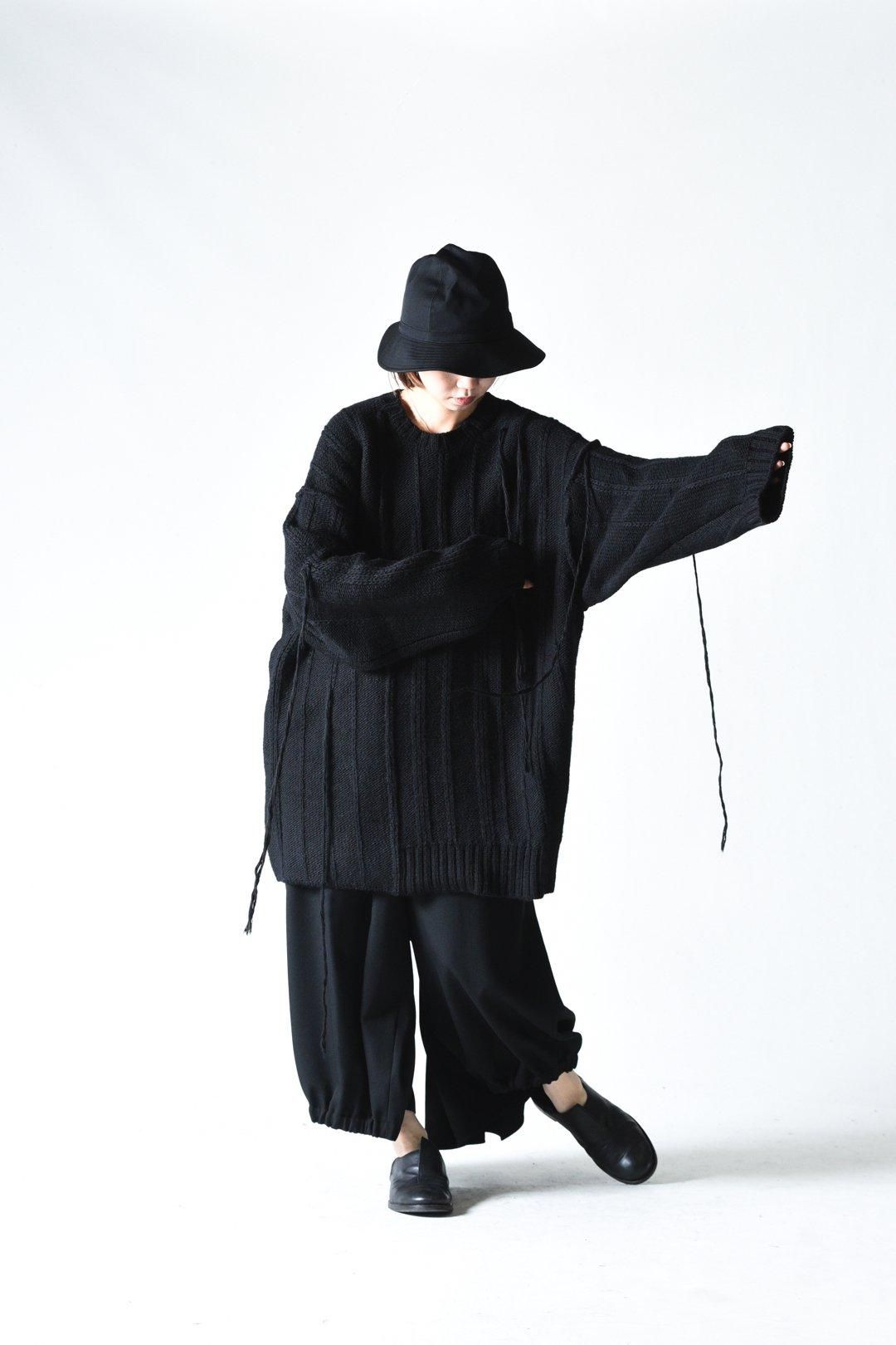 Yohji Yamamoto POUR HOMME 糸ふらしオーバーサイズ切替ニット - Ka na