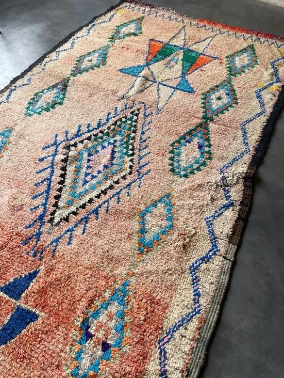 モロッコラグ「BOUJADブジャド」ヴィンテージRBJ002アプリコット、LL