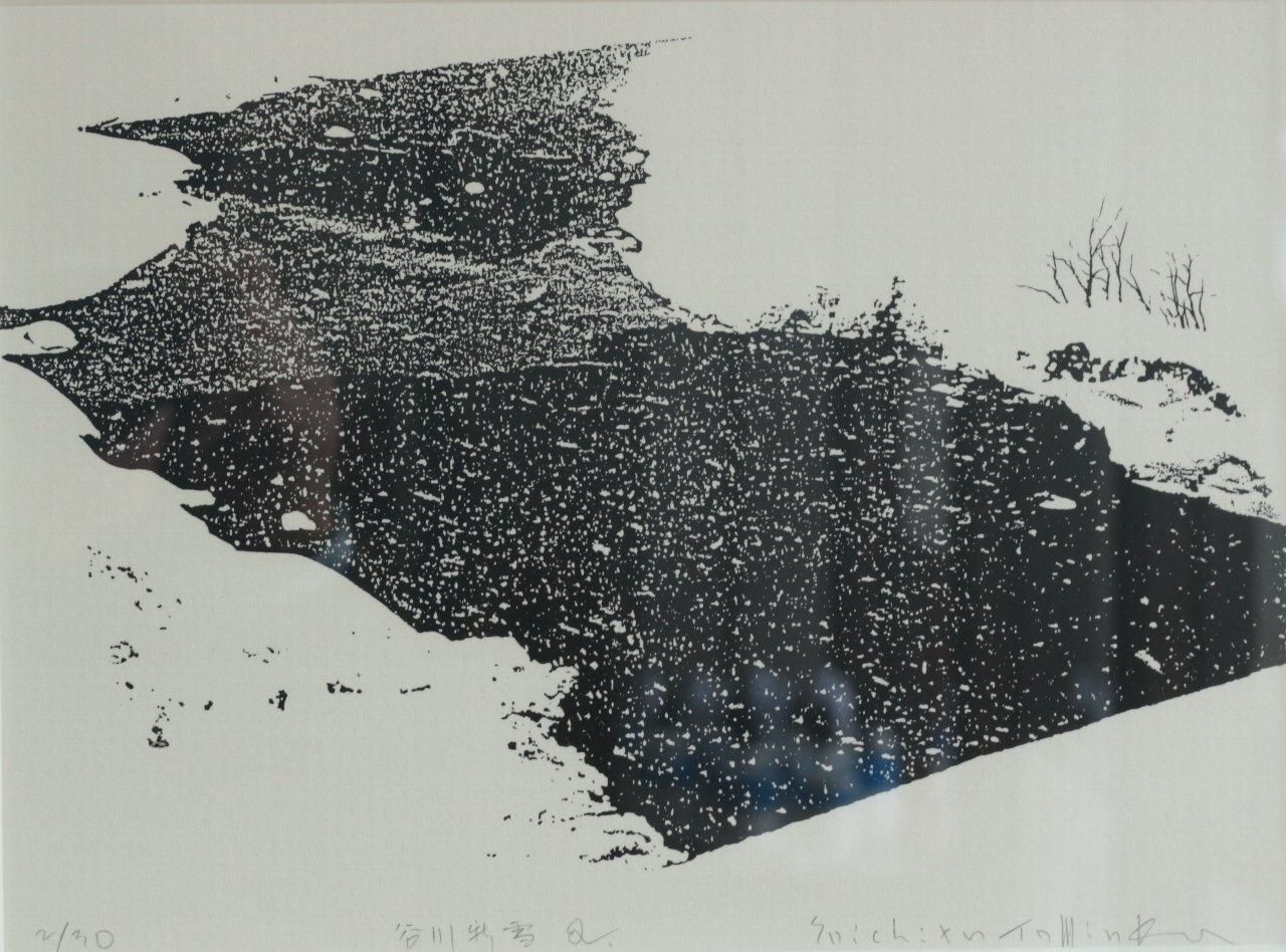 荻須高徳（おぎすたかのり）『雪景色』リトグラフ 自筆サイン 荻須高徳