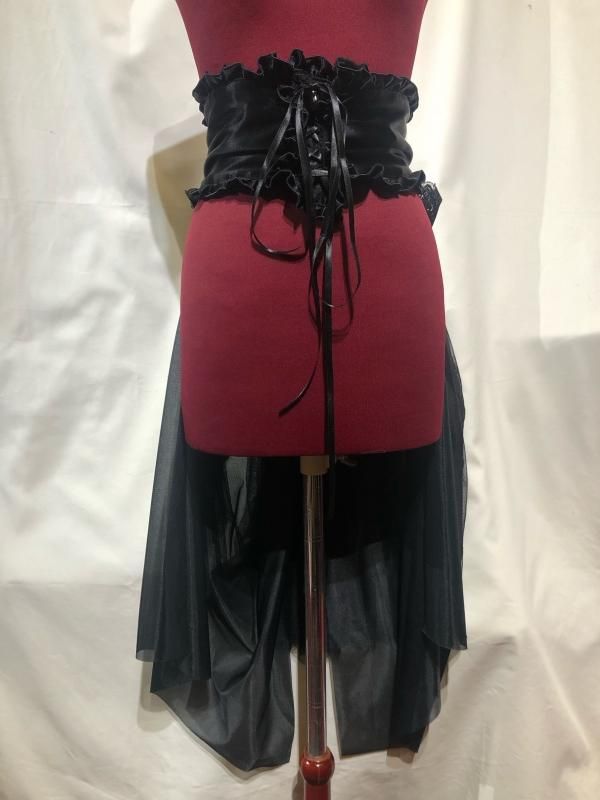 バッスルベルト付き編み上げコルセット型ベルト：黒 - MARBLE ~online