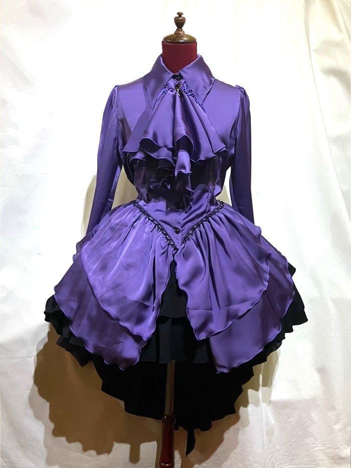 ◇受注商品◇ゴシック調ドレープフリルタイ付きワンピース型ブラウス＋