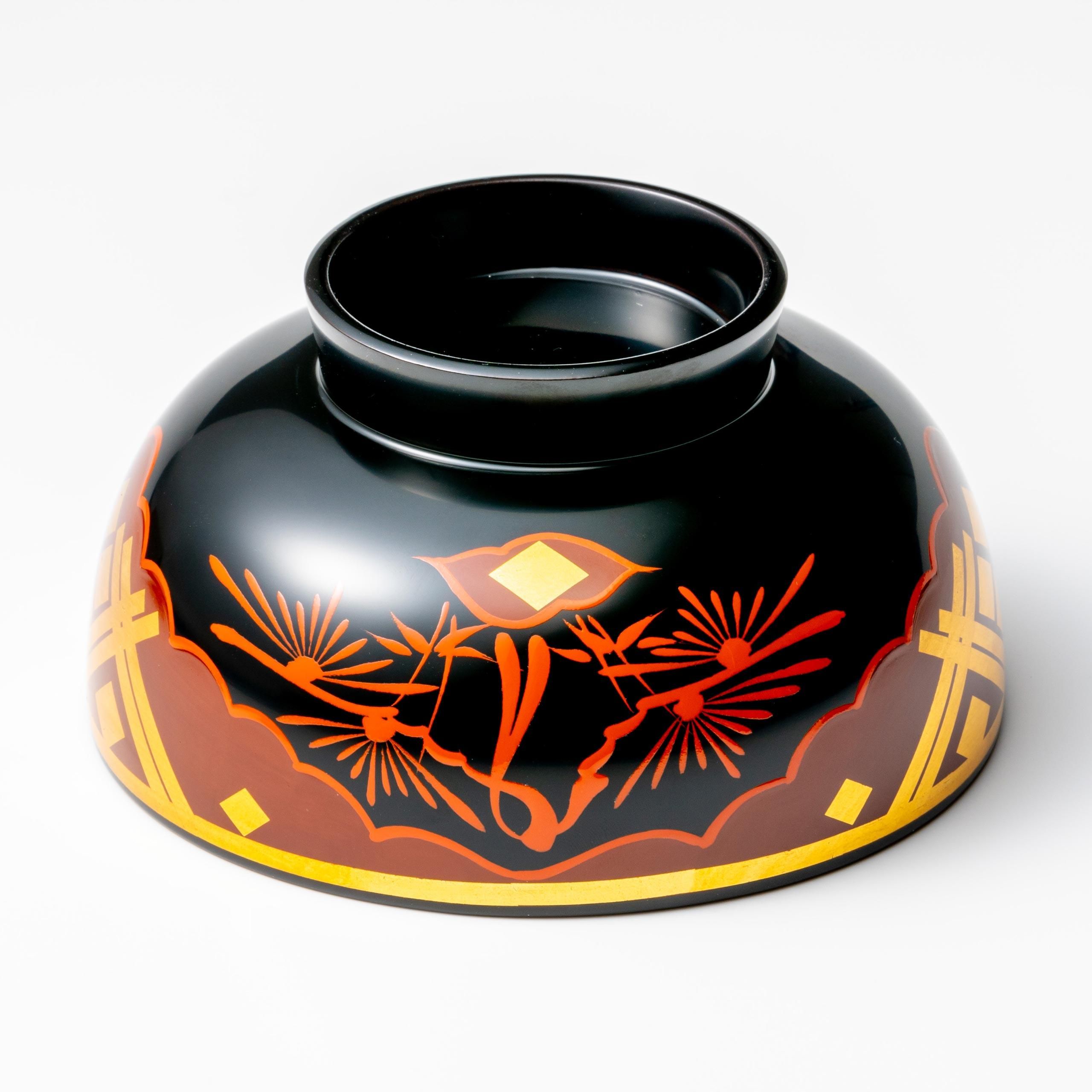 雑誌掲載品】東北古漆器 秀衡塗 金箔/色漆 会津箔椀 江戸時代後期 3個