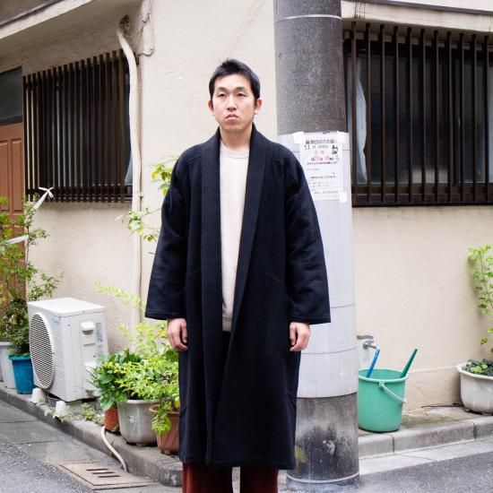 MITTAN ミッタン 「ウールシルクキャメル半纏ロングコート（紐付き