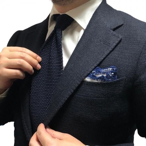 Atto Vannucci (アットヴァンヌッチ) ニットタイ ネイビー 大剣幅広