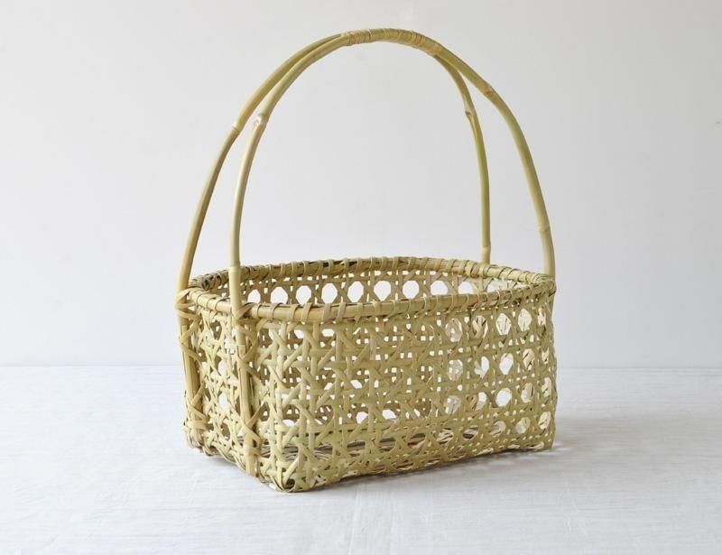 根曲がり竹 手付き八つ目編みかご - 日本の手仕事の店 ちゃらっぽこ