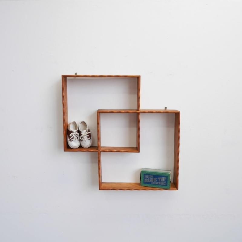 NAJIKO 木製3段 壁掛けシェルフ ミッドセンチュリー 飾り棚 古家具