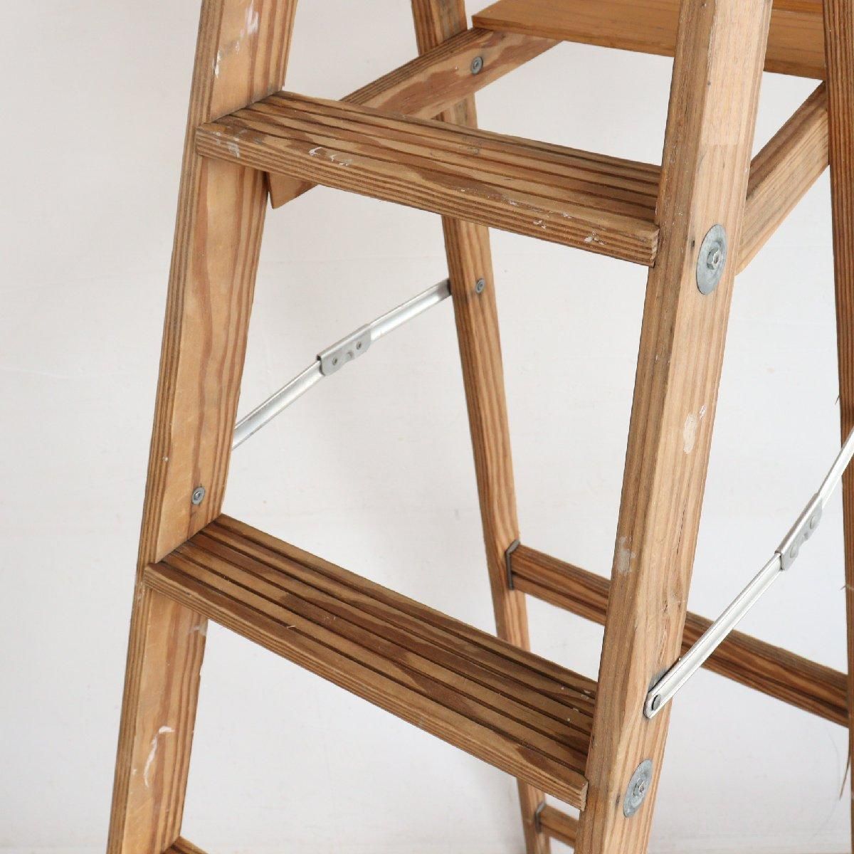 ヴィンテージ 6段 脚立 木製ラダー -通販-ローズボールアンティークス