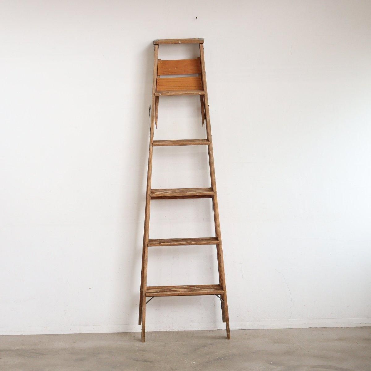 ヴィンテージ 6段 脚立 木製ラダー -通販-ローズボールアンティークス