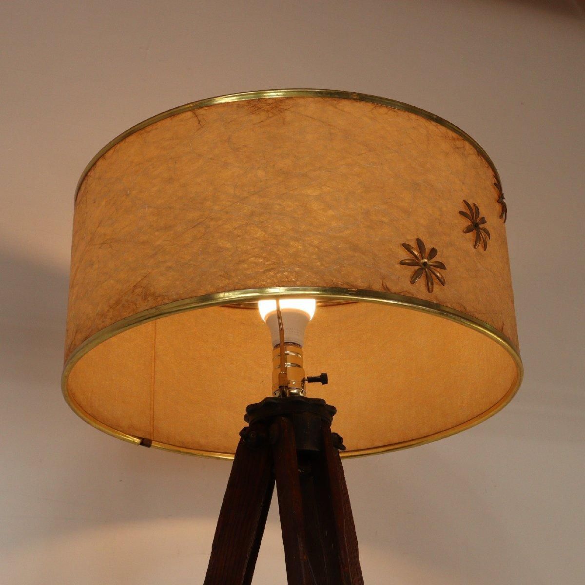 ヴィンテージ 三脚 リメイク フロアランプ -通販-ローズボール