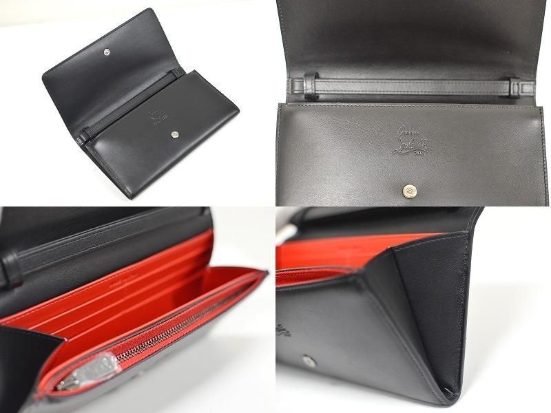 Christian Louboutin ルブタンMACARON ストラップ付 長財布 (ブラック）