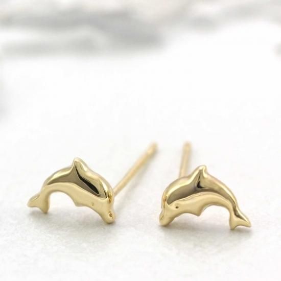 アクセサリーのプレゼント K18YG イルカのピアス 18金イエローゴールド