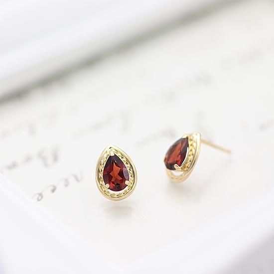 1月誕生石のアクセサリー K18YG ガーネット 1月の誕生石 ティア