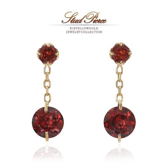 アクセサリーのプレゼント K18YG ガーネット ピアス 18金イエロー