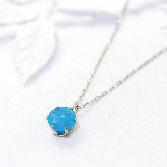 10月誕生石のアクセサリー K18WG ブルーオパール 10月誕生石