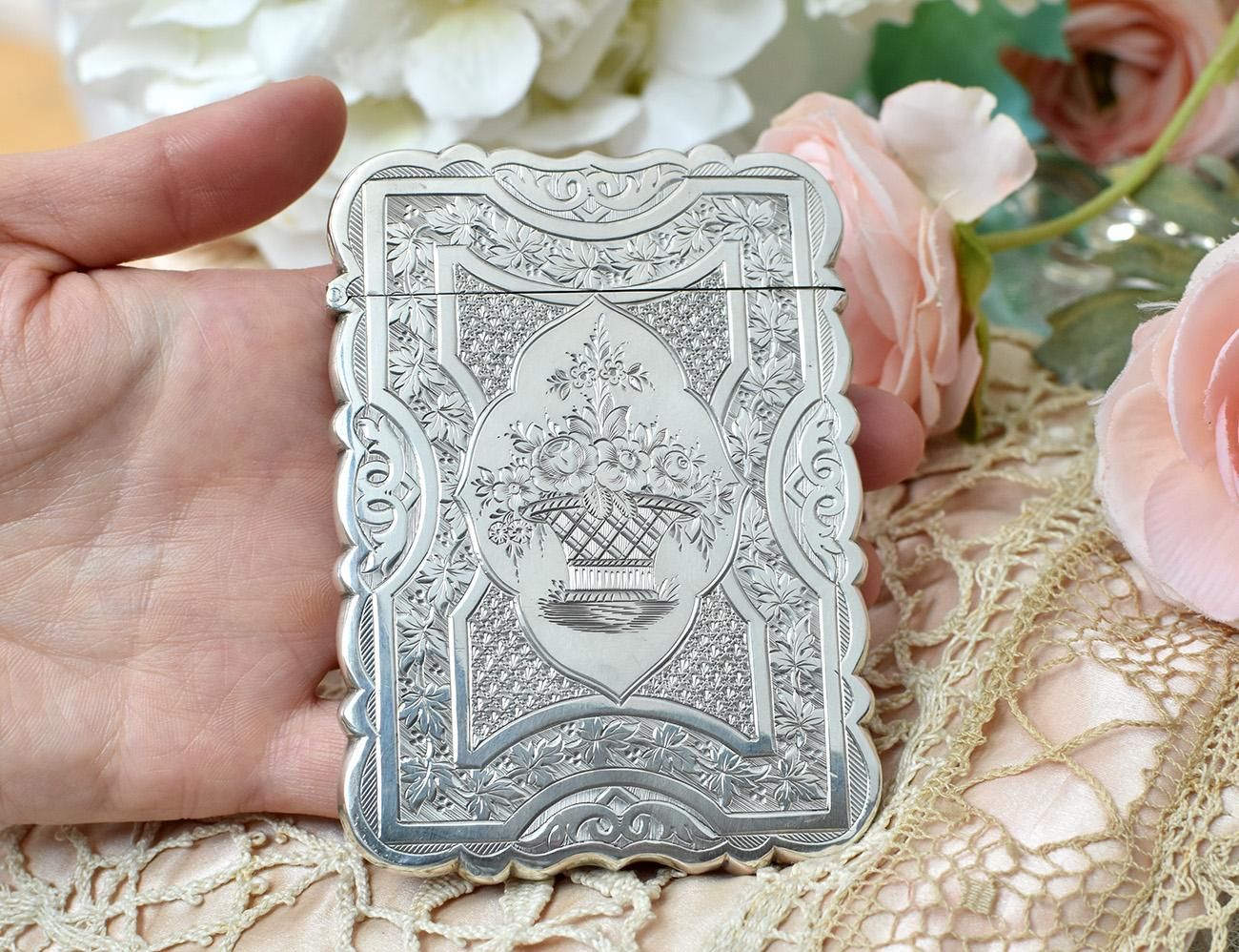 1904年 英国アンティーク スターリングシルバー カードケース 名刺入れ