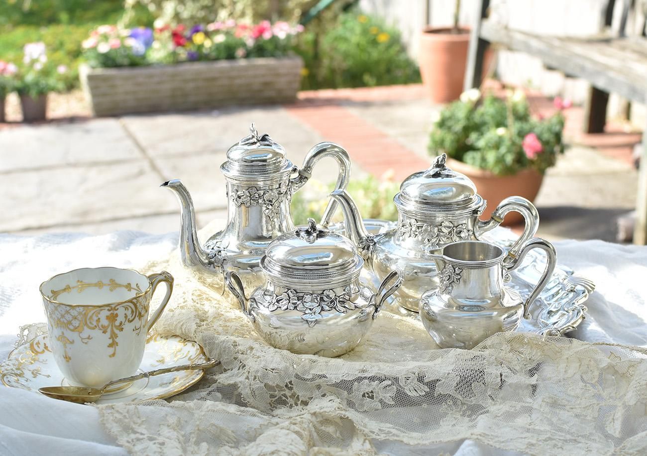 仏アンティーク銀器【銀950】小さなティー/コーヒーセット Puiforcat