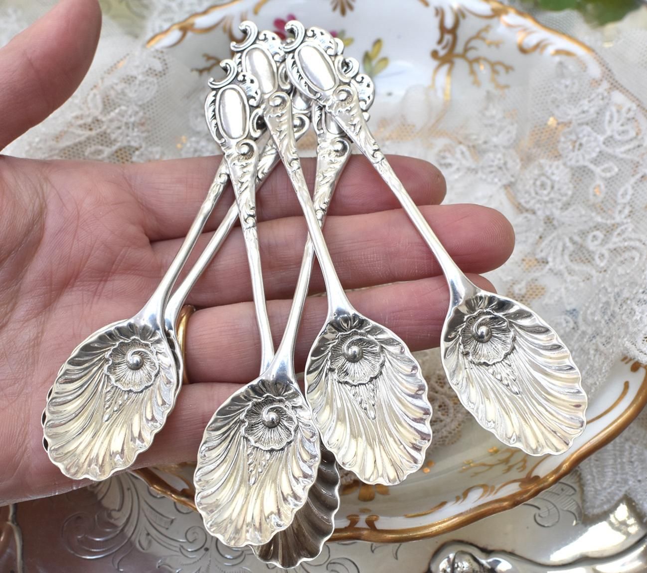 スイス シルバースプーン 6本セット アンティーク スイス シルバー