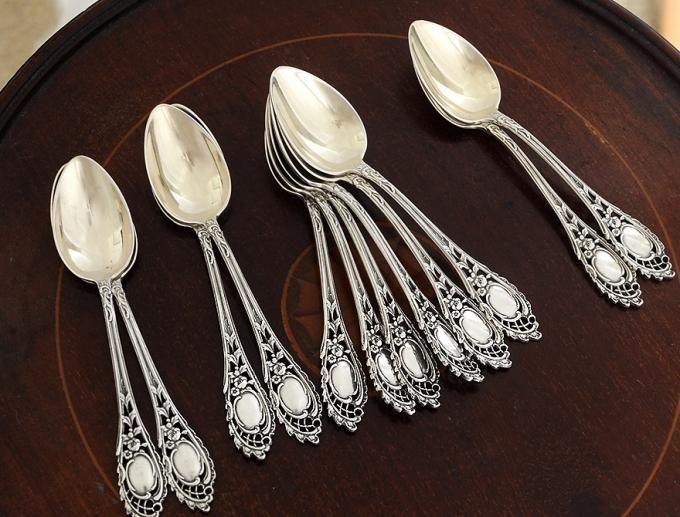 ドイツ銀800】透かしのティースプーン6本セット - Edwardian Dreams
