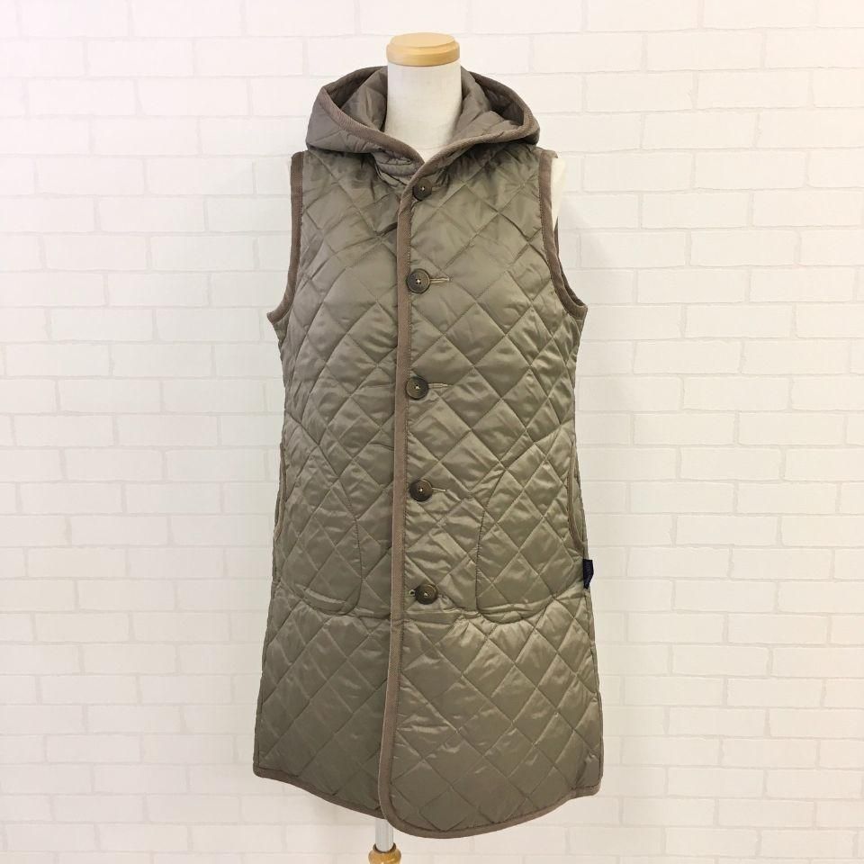 LAVENHAM - フード付キルティングロングベスト（LONG HOODED GILET