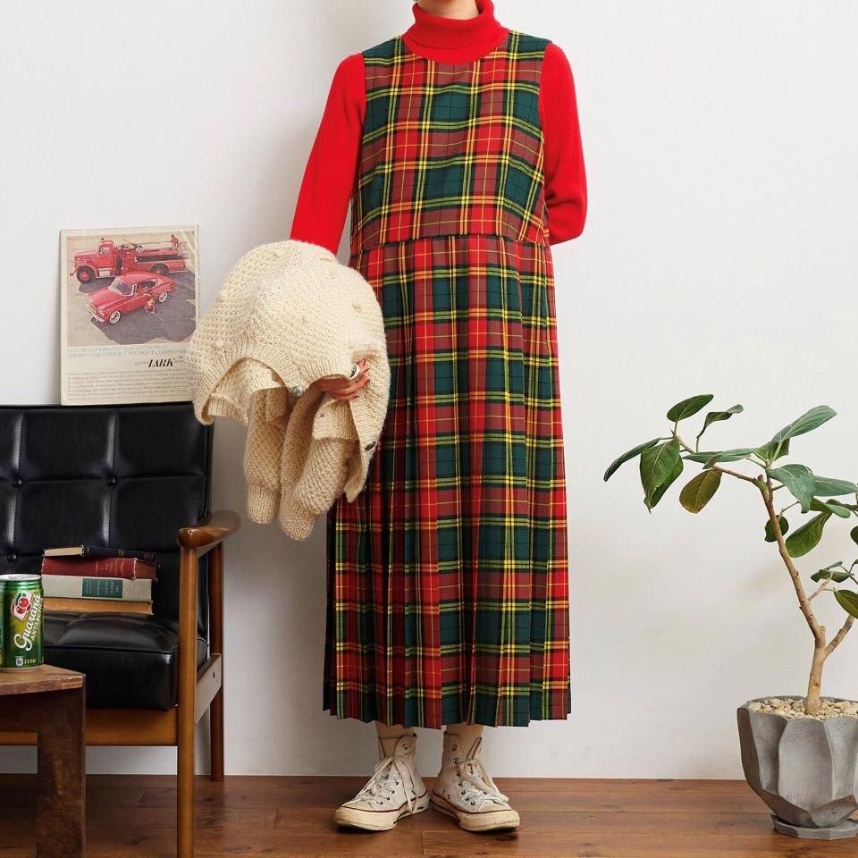 CHILD WOMAN - タータンチェックサイドプリーツ ワンピース