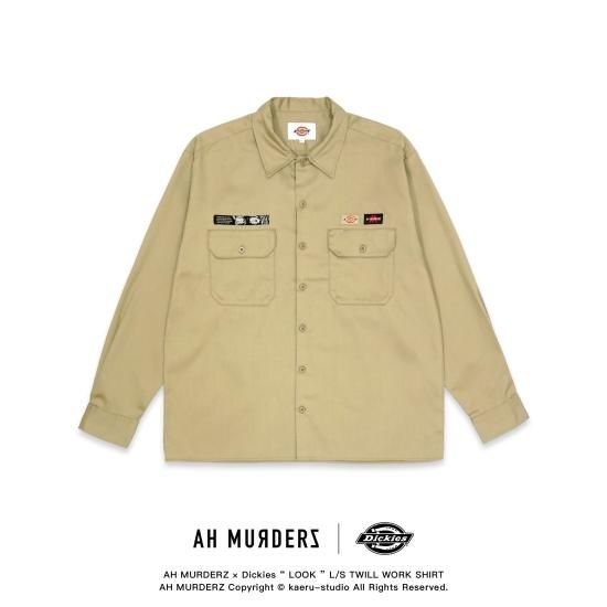 AH MURDERZ × Dickies “ LOOK ” L/S TWILL WORK SHIRT - KHAKI