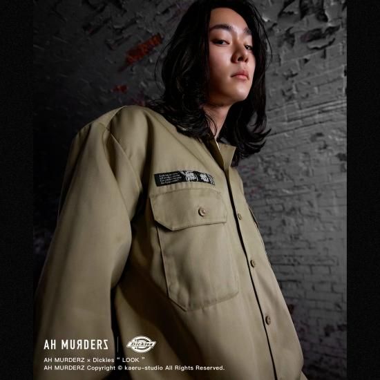 AH MURDERZ × Dickies “ LOOK ” L/S TWILL WORK SHIRT - KHAKI