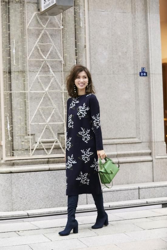 すずらんニットワンピース(ネイビー) - seventen