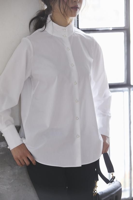 ケープ付きパールボタンシャツ(ホワイト) - seventen